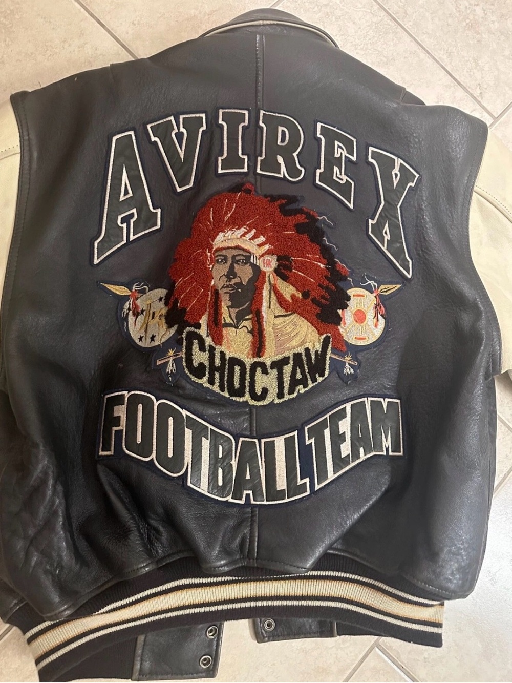 Vintage Avirex Choctaw Football Team Varsity Leather Jacket Size L